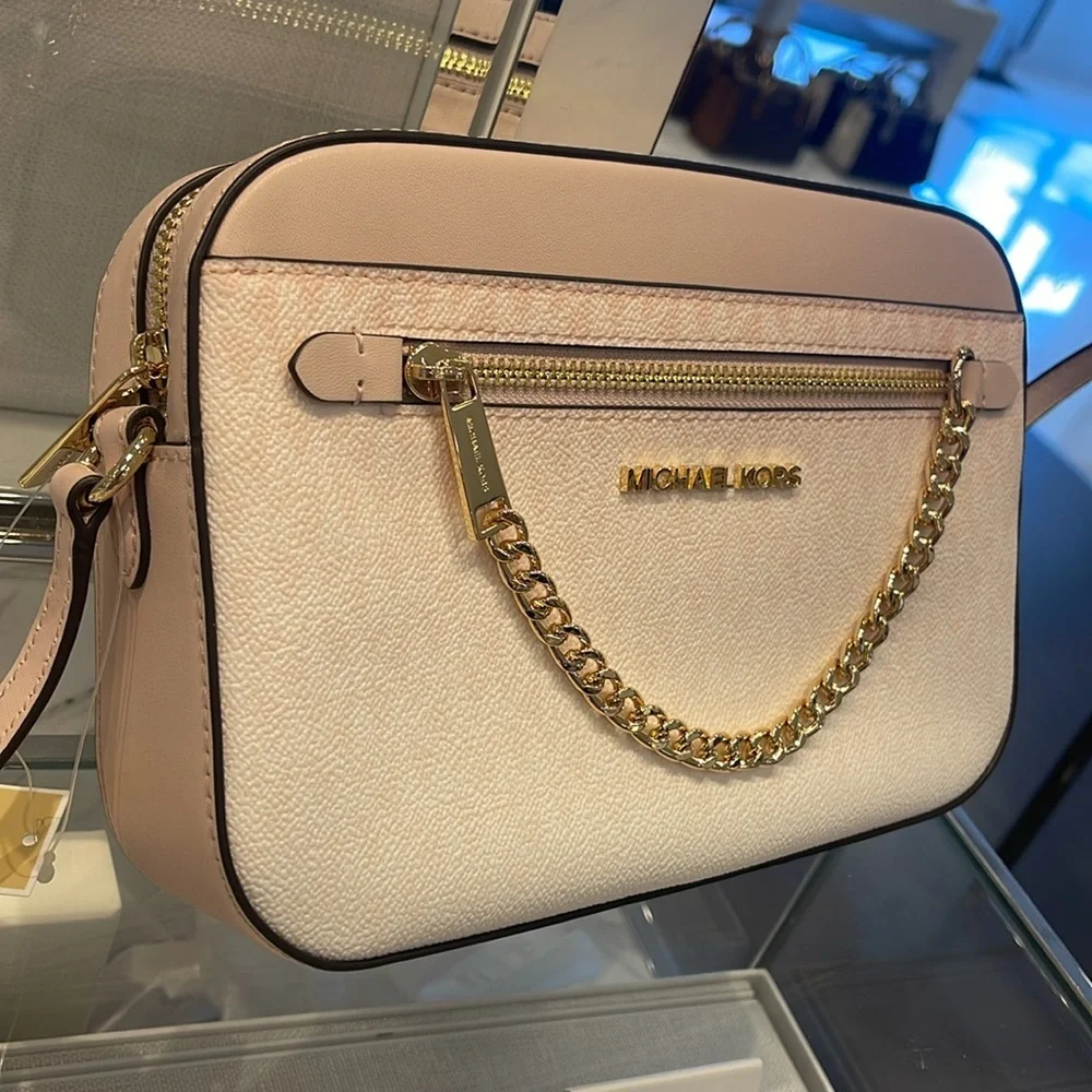 MICHAEL KORS Jet Set Lg Ombré Signature Logo EW Crossbody Bag Powder Blush  NWT